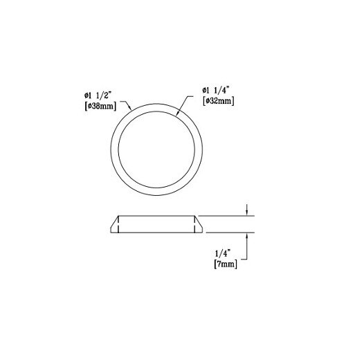 A black and white line drawing of a circular ring with arrows and lines.