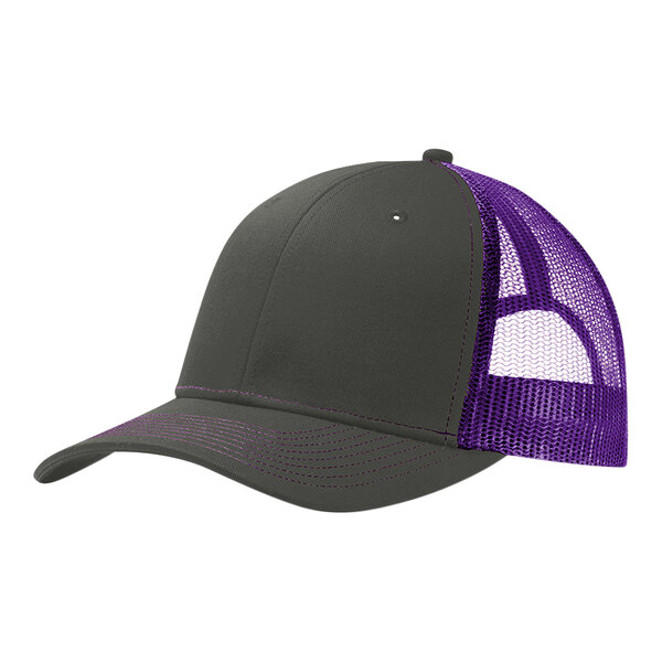 Port Authority C402 Customizable Gray Steel / Purple 6-Panel
