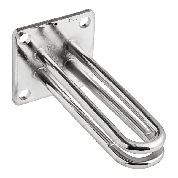 A silver metal heating pipe with three metal rods.