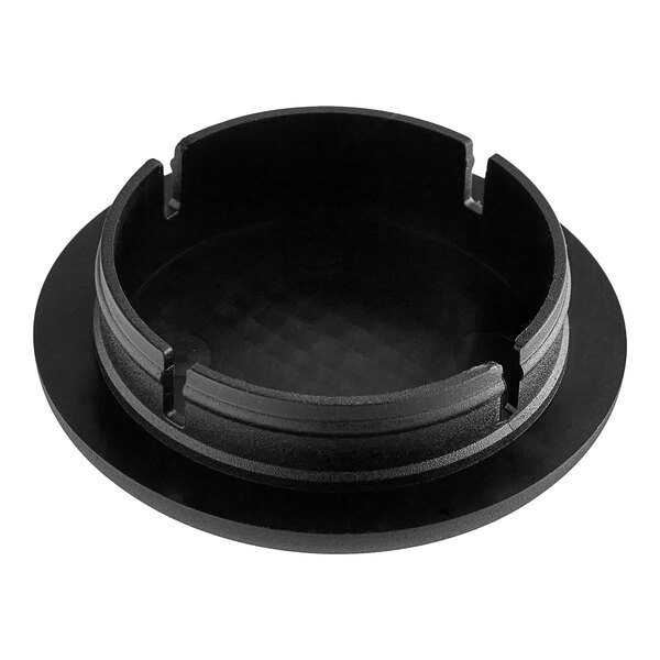 A black circular knob cap with a lid on top.