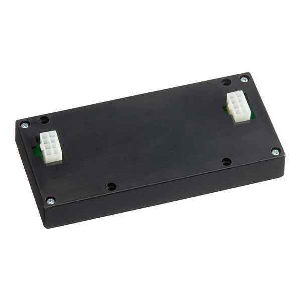 A black Estella Caffe faceplate with white connectors.