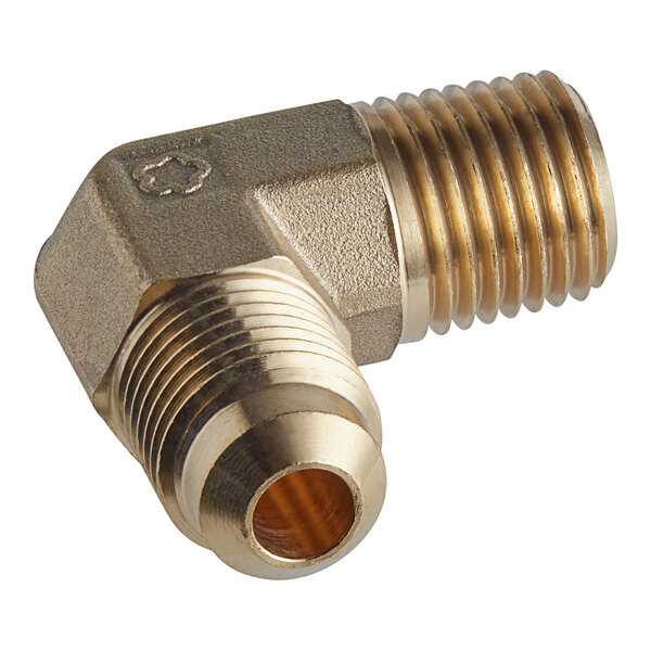 A brass Estella Caffe elbow connector.