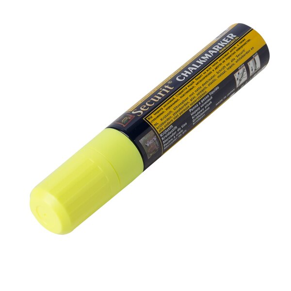 An American Metalcraft yellow chalk marker with a black label.