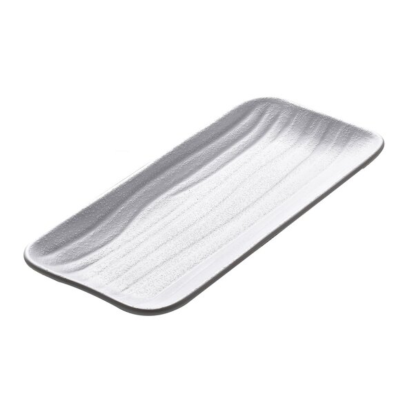 A white rectangular Elite Global Solutions tray with a wavy pattern.