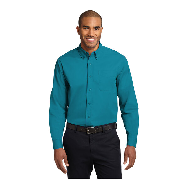 Port Authority S608 Long Sleeve Easy Care Shirt - Teal Green, 2XL Port Authority S608 Long Sleeve Easy Care Shirt - Teal Green, 2XL