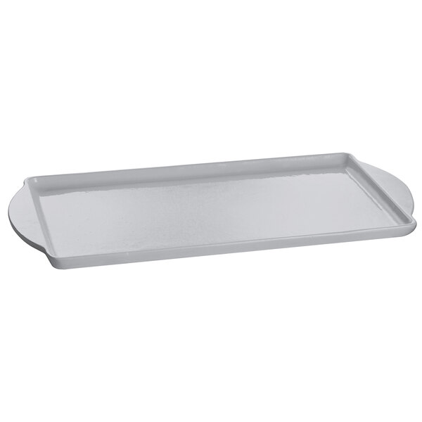 A white rectangular Tablecraft tray with a handle.