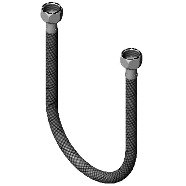 A black and grey flexible hose with a couple of nuts.