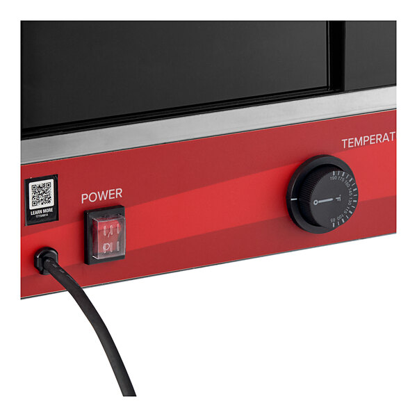 An Avantco red and black countertop merchandiser.