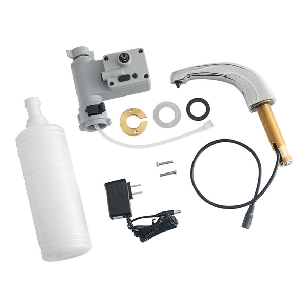 A Waterloo automatic deck mounted chrome soap dispenser with a liquid spout.