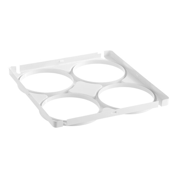 A white plastic top cover with four circular holes.