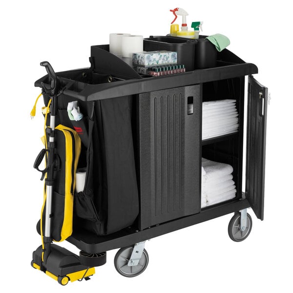 Rubbermaid FG619200BLA Classic Compact Housekeeping Cart with Doors