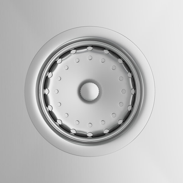 A Regency stainless steel work table with a sink on the right, featuring a stainless steel sink with a drain.