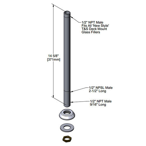 A diagram of T&amp;S pedestal and flange assembly for a pipe with measurements.