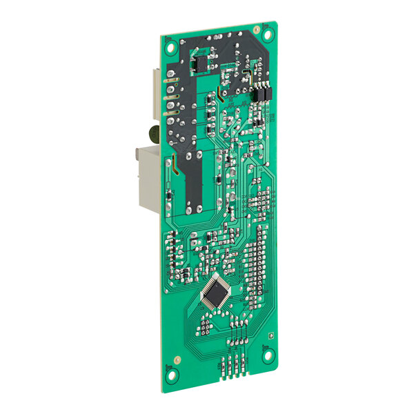 A Solwave PCB assembly board with green circuits and small chips.