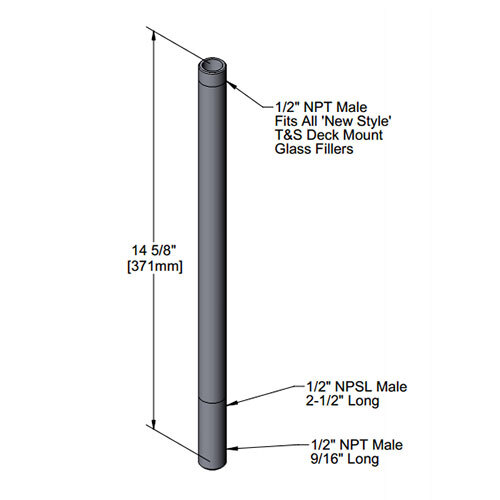 A diagram of a metal pole with measurements.