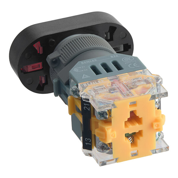 An Avantco On / Off switch for a device with yellow and black connectors.