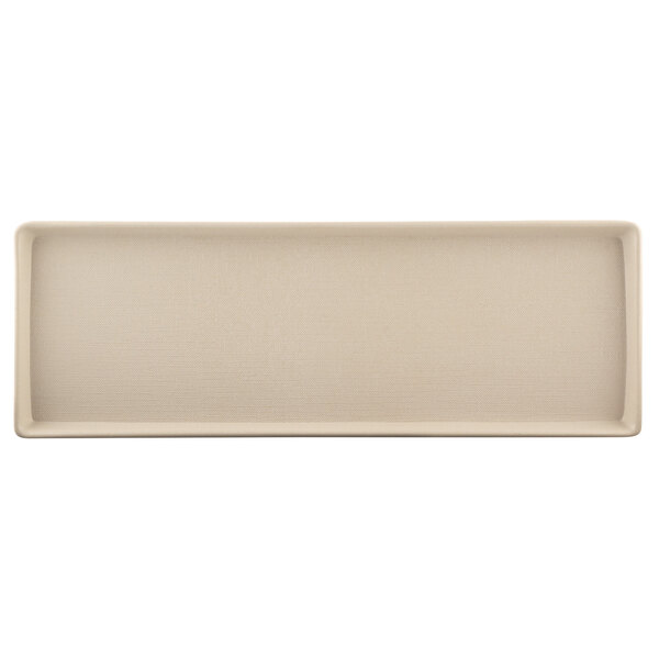 A rectangular white melamine tray with a rectangular edge.
