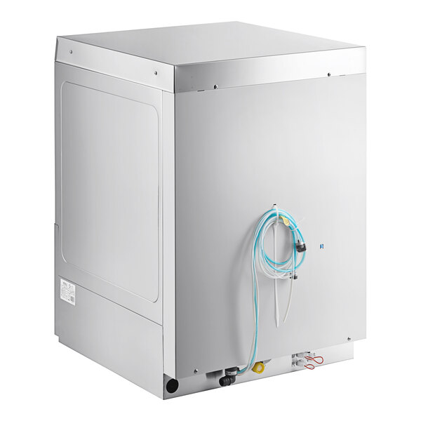 A Noble Warewashing undercounter dishwasher with a hose attached.