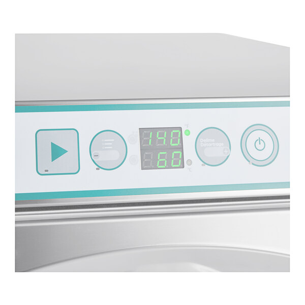 The digital display on a Noble Warewashing undercounter dishwasher.