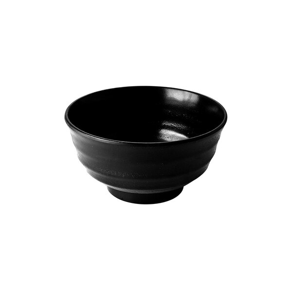 A black Elite Global Solutions Zen melamine bowl.