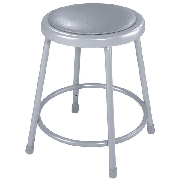 National Public Seating 6418 18" Gray Round Padded Lab Stool