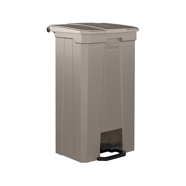 Suncast TCST23 23 Gallon Rectangular Beige Step-On Trash Can with