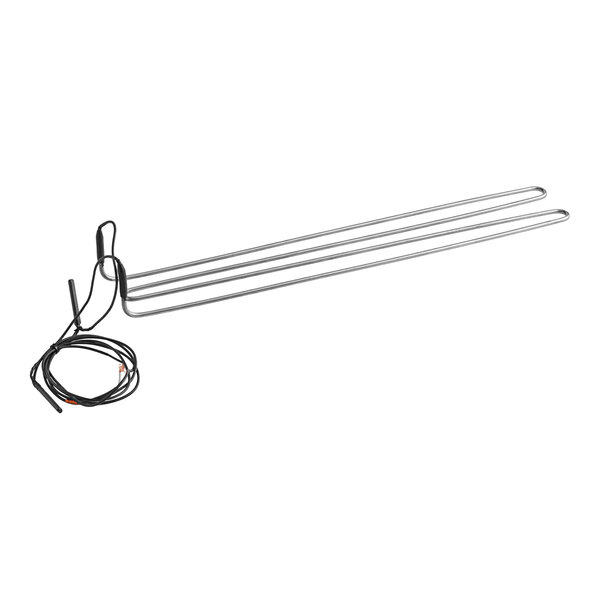 A close-up of a metal rod with a wire attached to it.