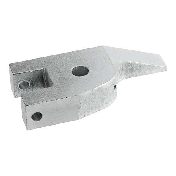 A metal bracket with two holes for an Avantco meat and bone saw slider.