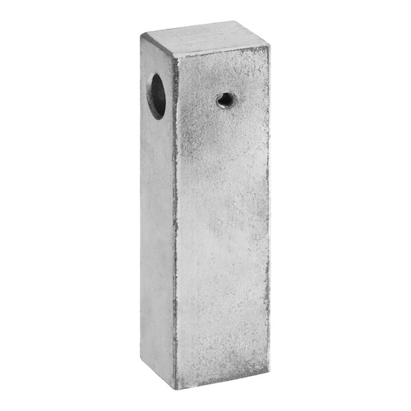 An Avantco metal hanging block with holes.