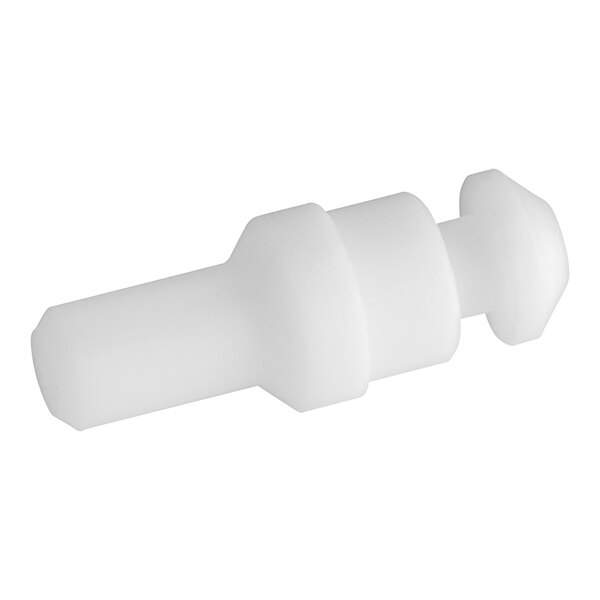 A white plastic pipe fitting with a round top and white handle.