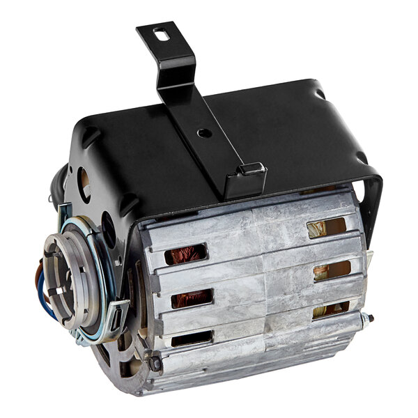 A black and silver metal Estella Caffe motor with wires.