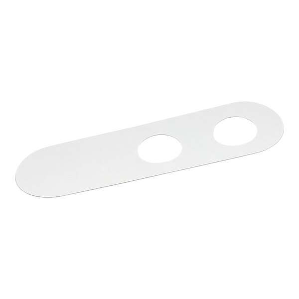 A white rectangular silicone cap with two holes.