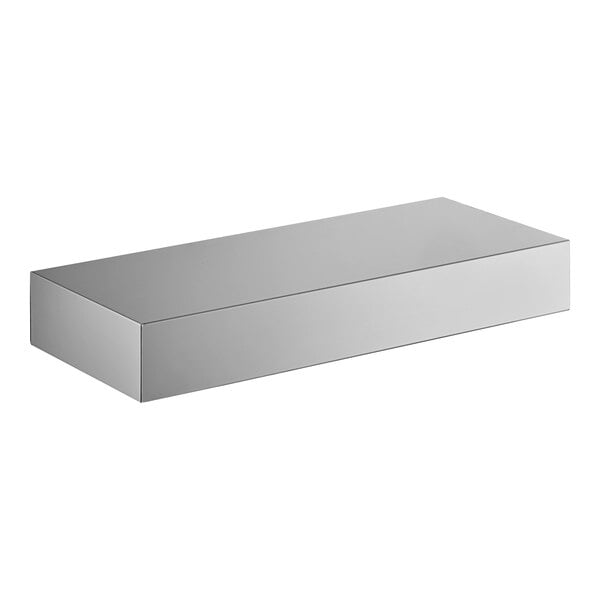 A stainless steel shelf for an Avantco merchandiser.