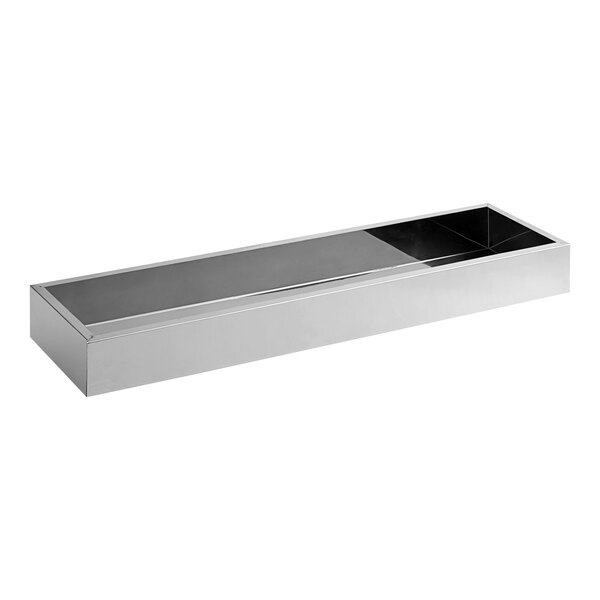 A silver rectangular Avantco stainless steel shelf step.