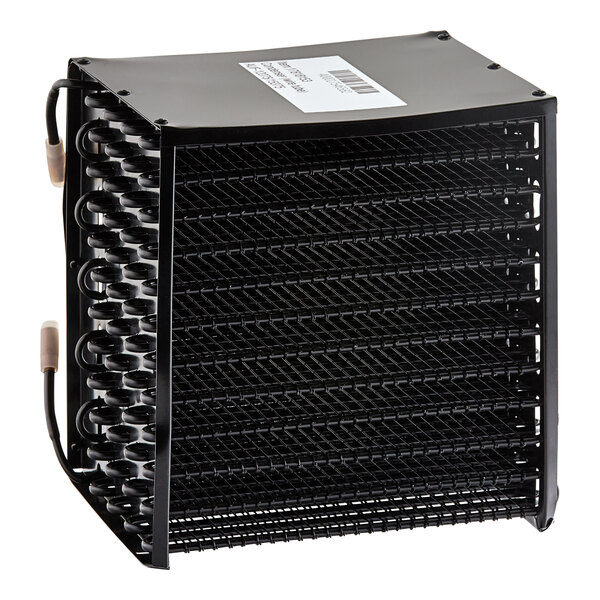 A black condenser coil designed for select Avantco AU and AWT series freezers.
