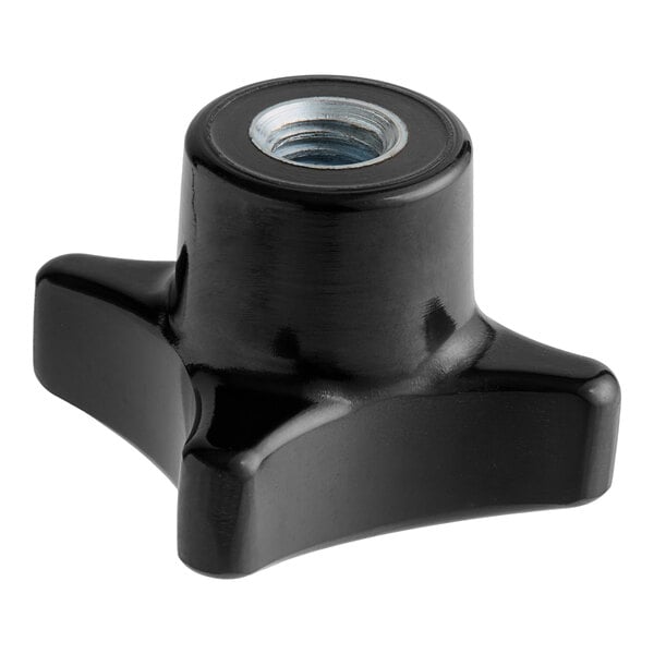 A black plastic locking knob with a nut on top.