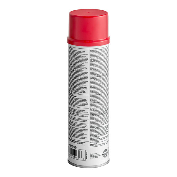 A red spray can of Noble Chemical Impact Ready-to-Use Disinfectant.