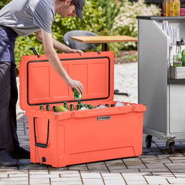 CaterGator CG100CL Coral 110 Qt. Rotomolded Outdoor Cooler / Ice Chest