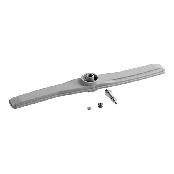A grey plastic Noble Warewashing wash/rinse arm assembly tool with screws.