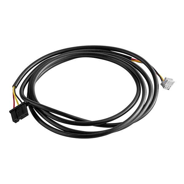 A black cable with yellow and white connectors.