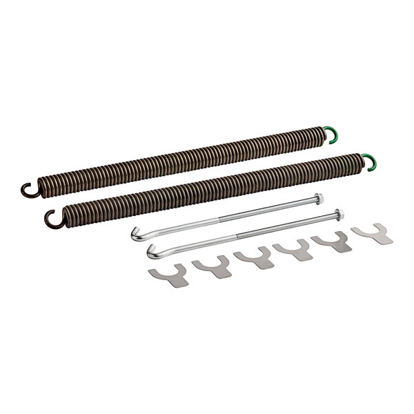 A Noble Warewashing door spring and hook assembly for dishwashers.