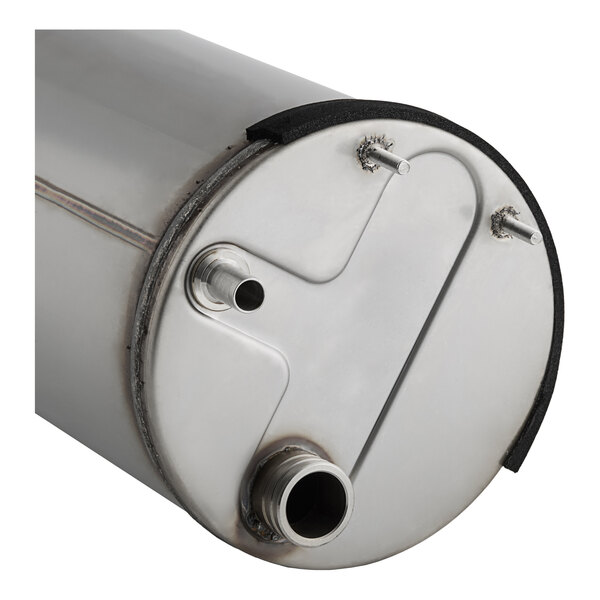 A stainless steel booster tank for Noble Warewashing dishwashers.