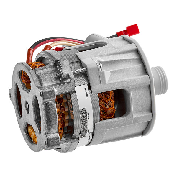 A Noble Warewashing rinse pump with a small electric motor and wires.