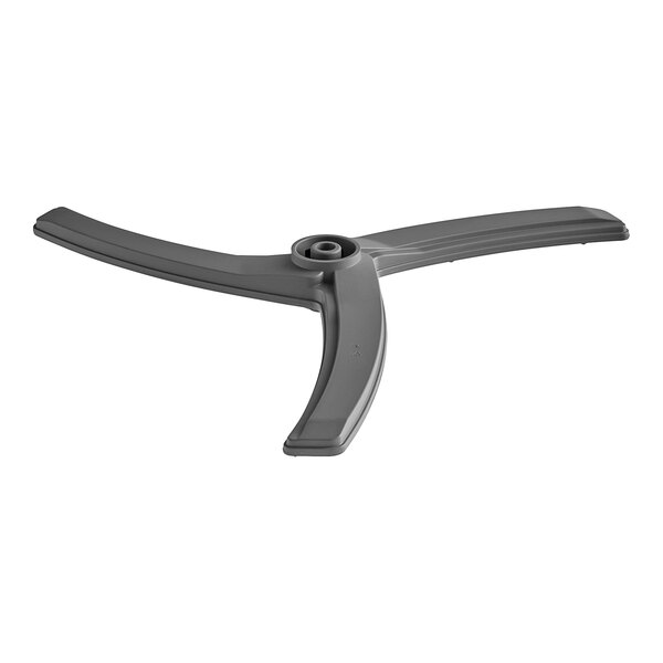 A black plastic wash arm assembly with two curved arms and a hole in grey plastic.
