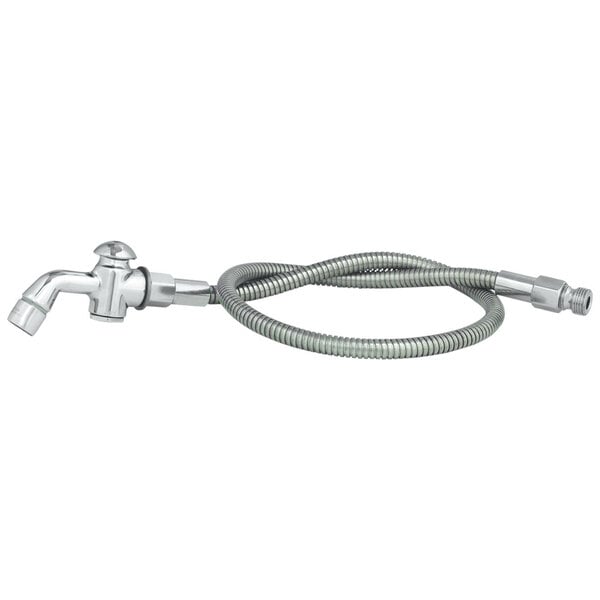 A T&S pre-rinse spray valve hose with a metal connector.