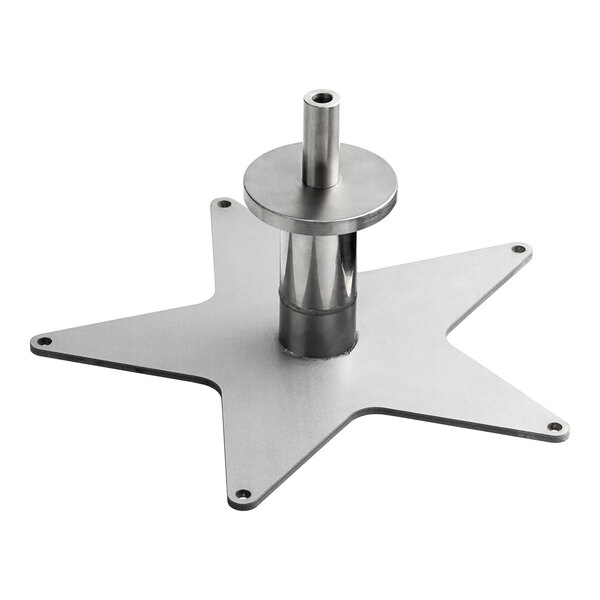 An Avantco stainless steel star-shaped broiler prep stand.