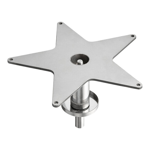 An Avantco stainless steel star-shaped broiler prep stand.