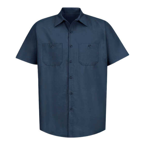 Red Kap SP24NV Men's Short Sleeve Navy Customizable Poplin