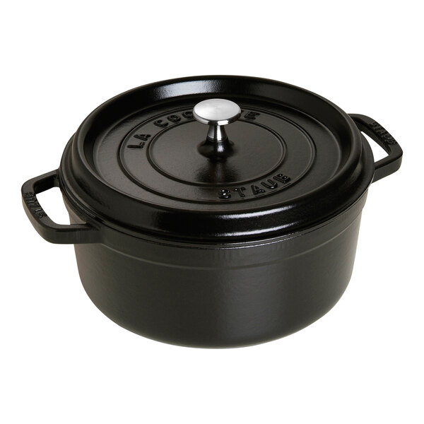 Staub 4 Qt. Black Enameled Cast Iron Dutch Oven 1003195