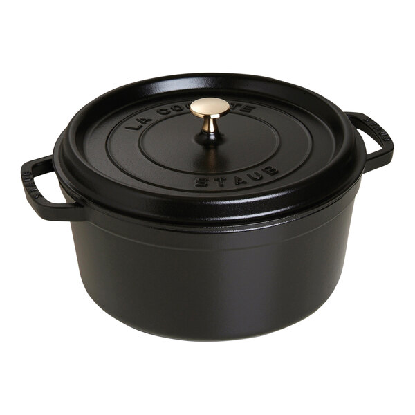 Staub 7 Qt. Black Enameled Cast Iron Dutch Oven 1003207